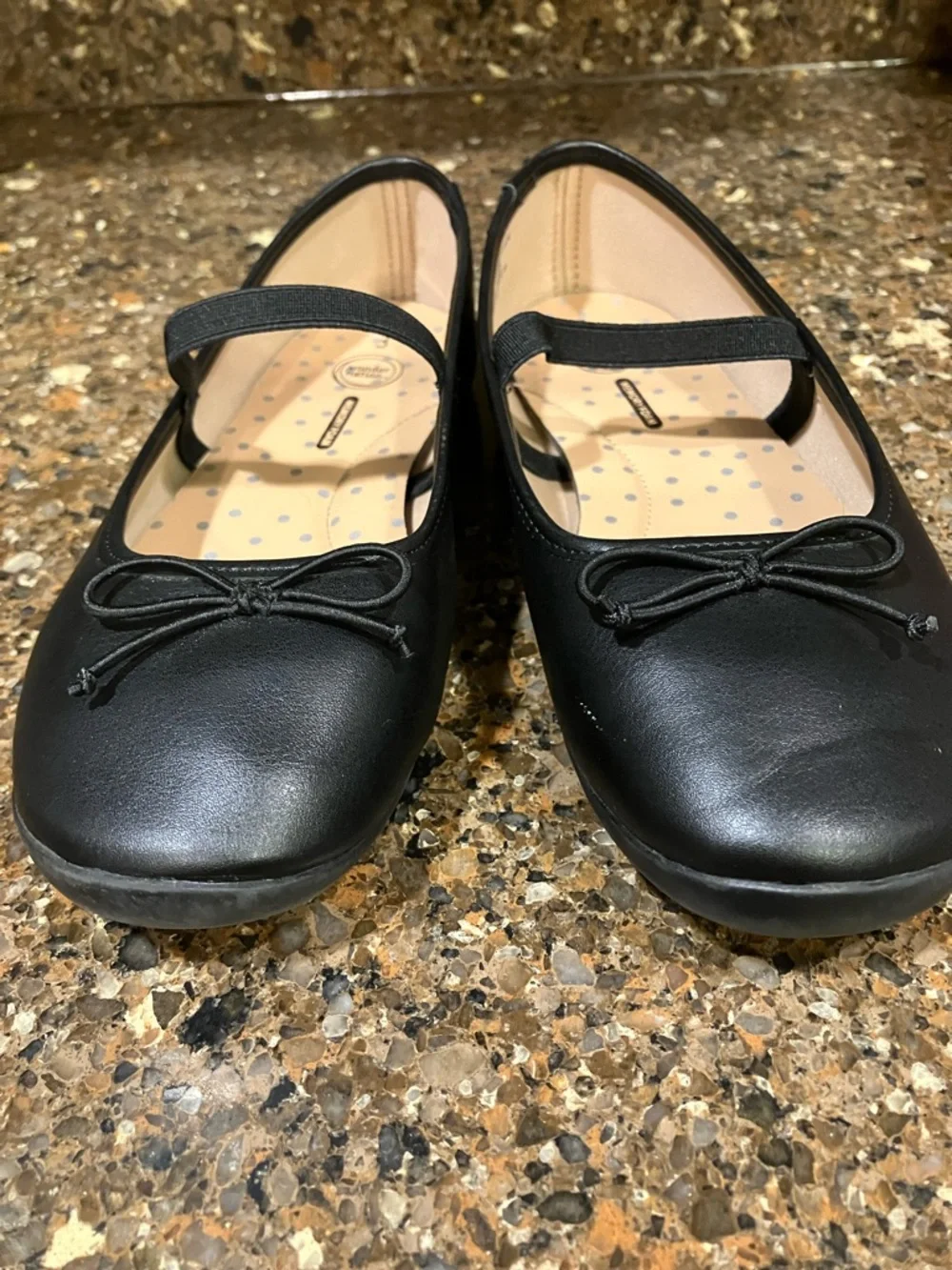 Girls Wonder Nation Black Mary Jane Ballet Flats with Bow Size 3 Damaged - Picture 2 of 6